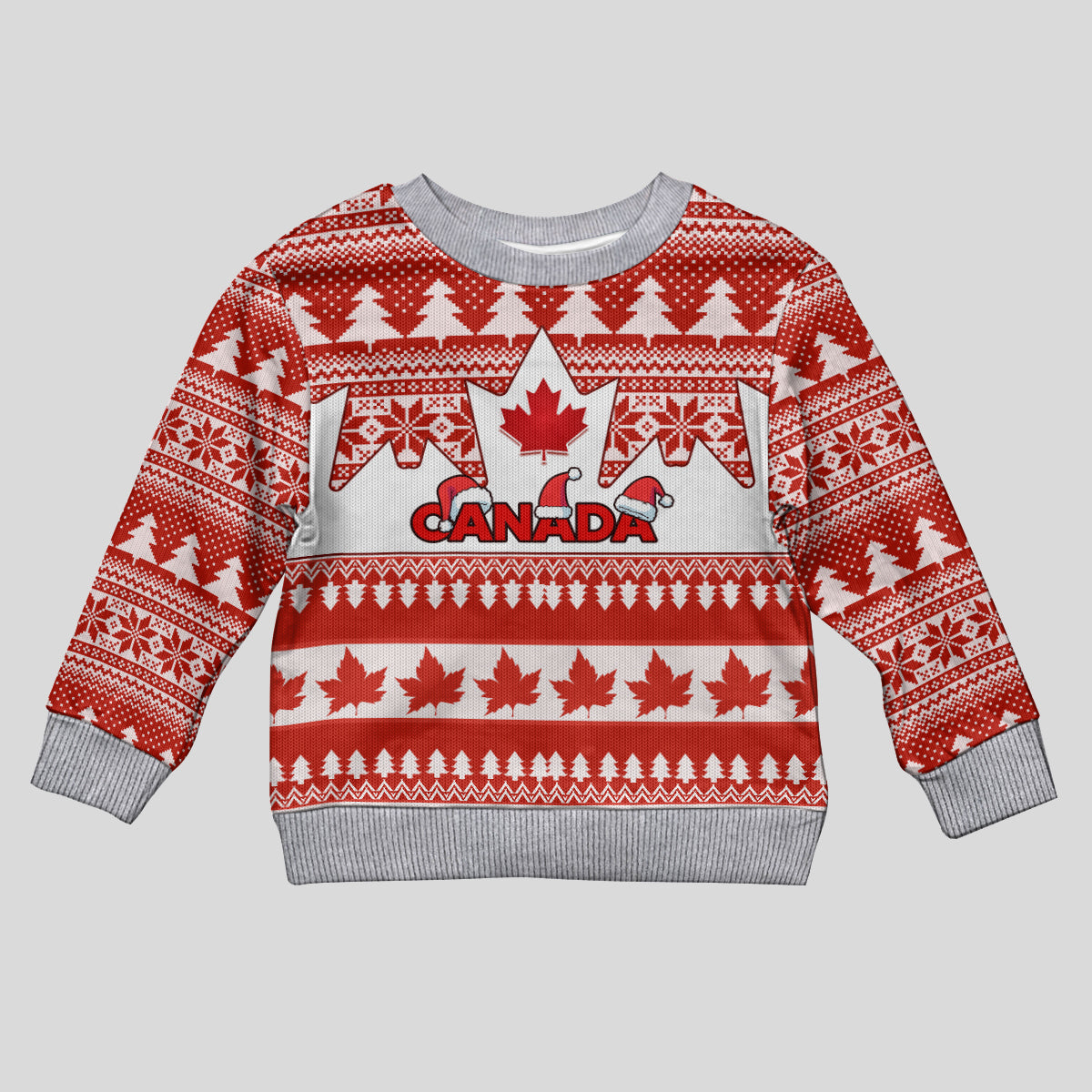 Personalised Canada Christmas Kid Ugly Christmas Sweater Maple Leaf Unique Style - Wonder Print Shop