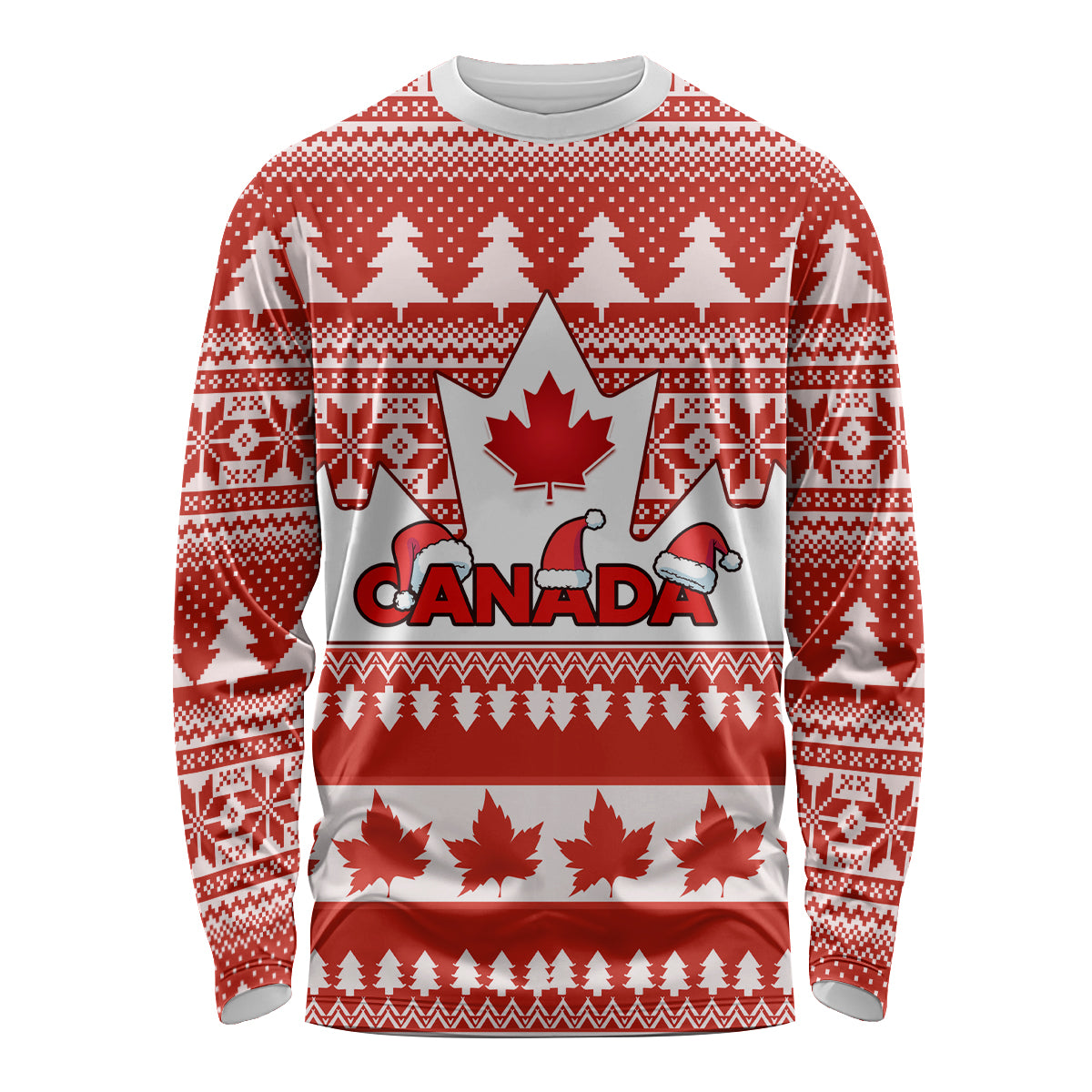 Custom Canada Christmas Long Sleeve Shirt Maple Leaf Unique Style - Wonder Print Shop