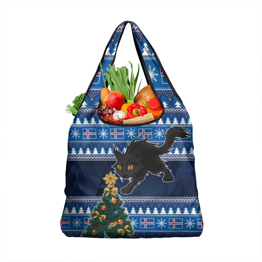 Custom Iceland Christmas Grocery Bag Yule Cat With Xmas Tree