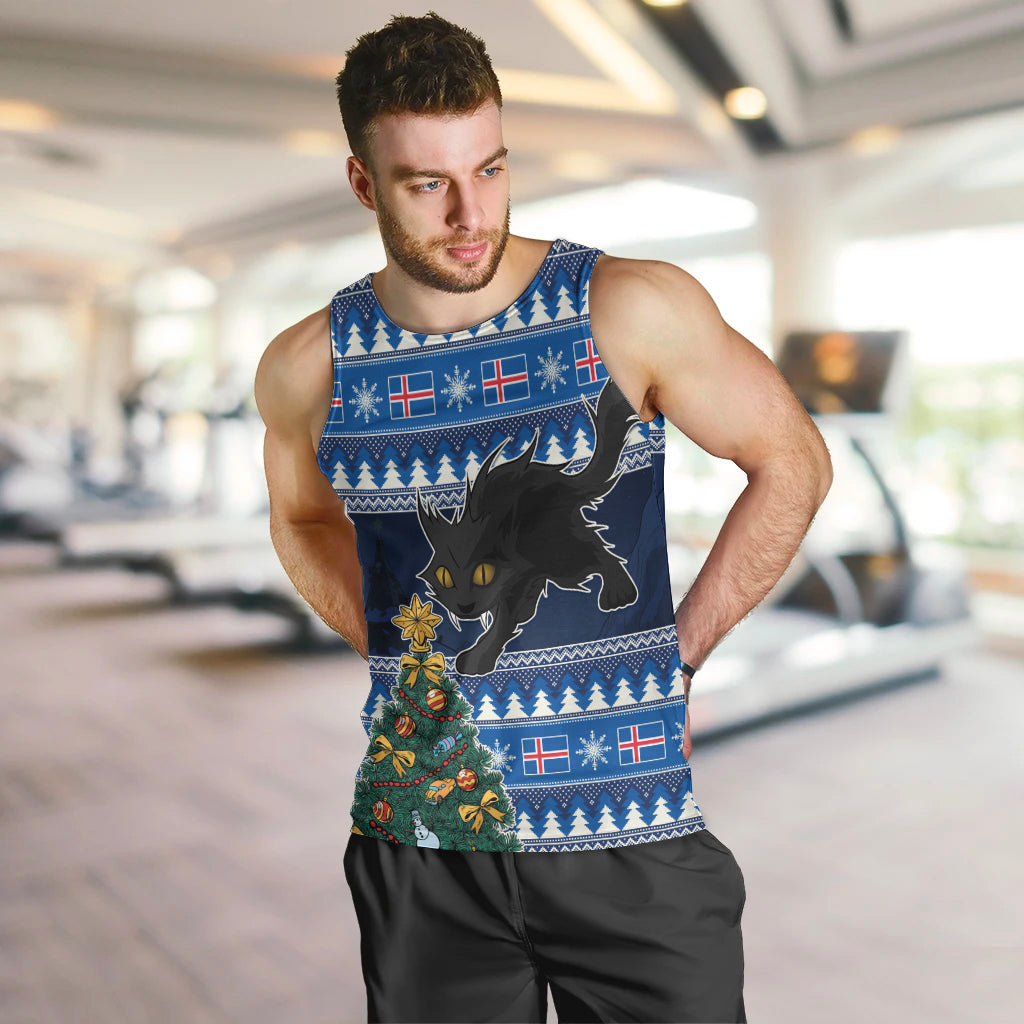 Custom Iceland Christmas Men Tank Top Yule Cat With Xmas Tree - Wonder Print Shop