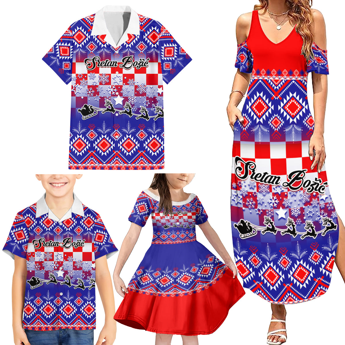 custom-croatia-christmas-family-matching-summer-maxi-dress-and-hawaiian-shirt-sretan-bozic-croatian-embroidery-patterns