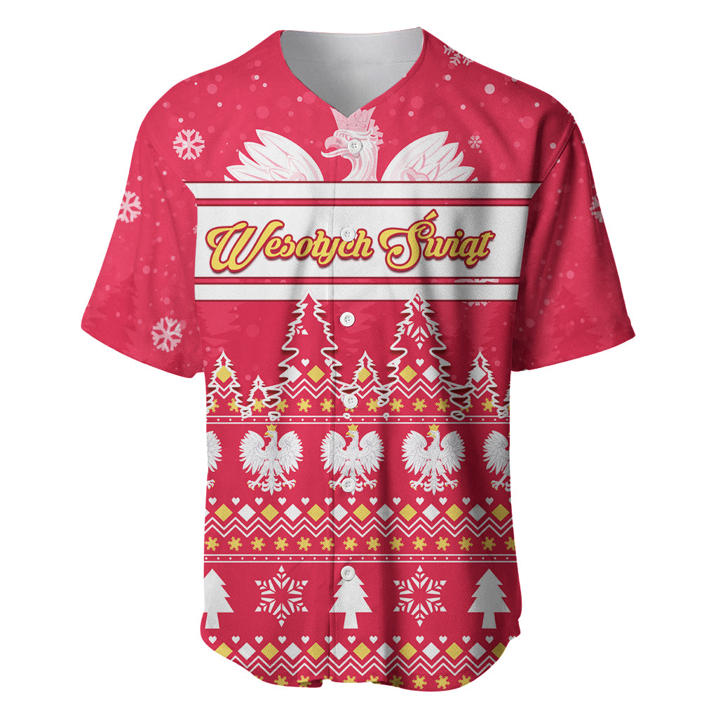 Custom Poland Christmas Baseball Jersey Wesolych Swiat Polish Eagle - Wonder Print Shop