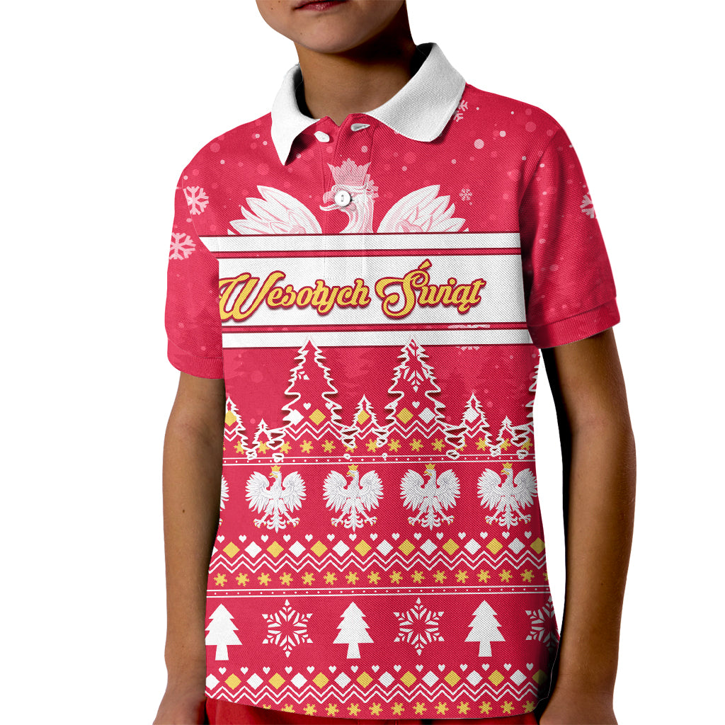 Custom Poland Christmas Kid Polo Shirt Wesolych Swiat Polish Eagle - Wonder Print Shop