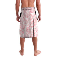 Pink rose pattern knee-length skirt with elastic waistband and side seams