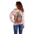 Virgen de Guadalupe Off Shoulder Sweater Rose Flower Mexican Aztec Pattern