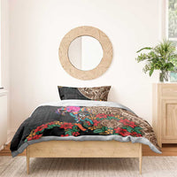 Black bedding set with colorful Aztec circle and pinata print