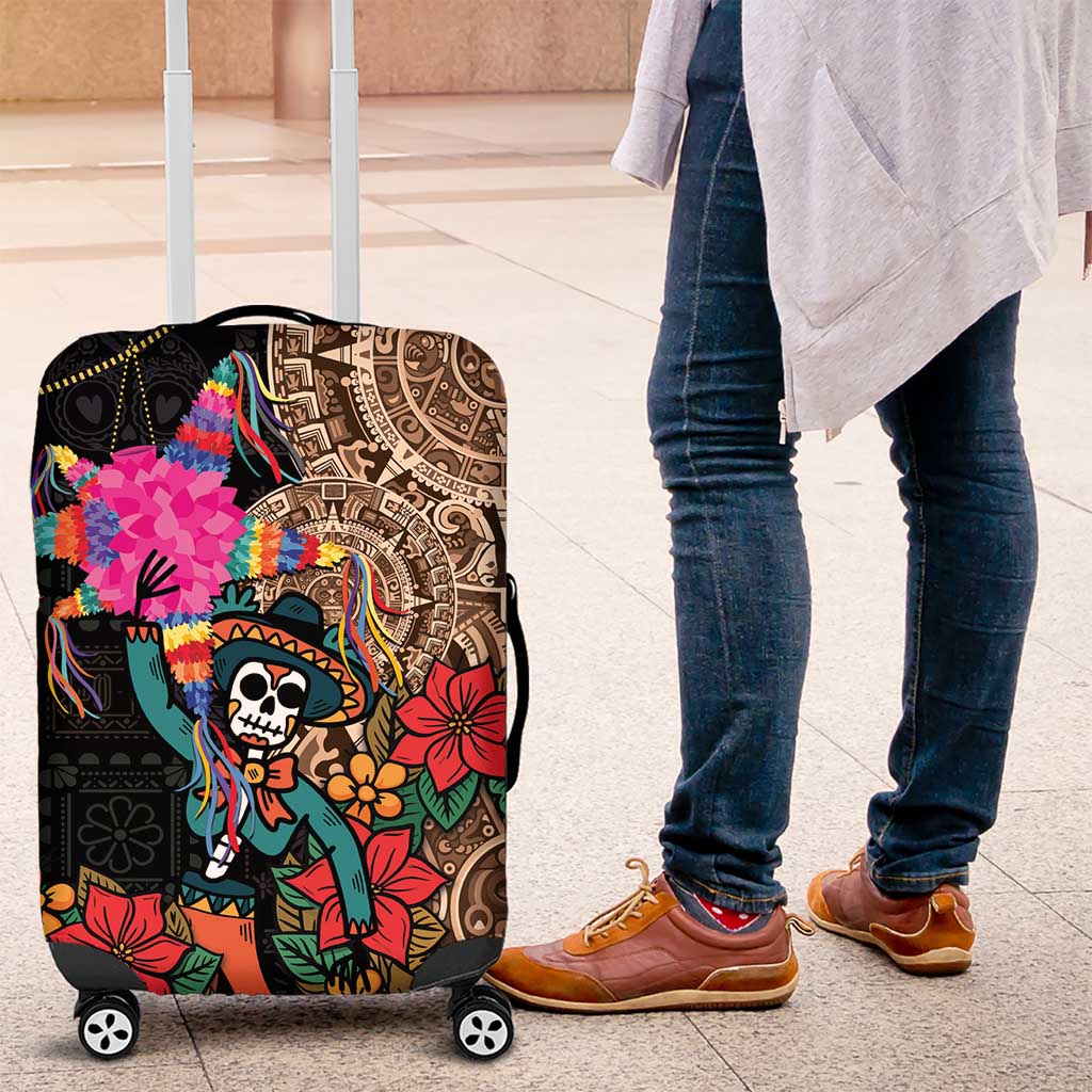 Las Posadas Luggage Cover Pinata With Mexican Aztec Circle