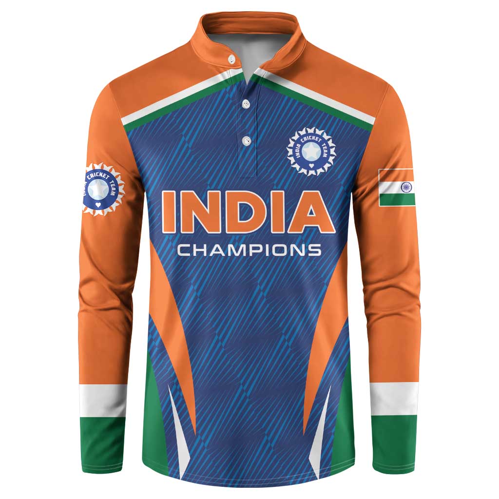 Custom India Cricket Button Sweatshirt The Men In Blue Champions - Wonder Print Shop