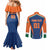 Custom India Cricket Couples Matching Mermaid Dress and Long Sleeve Button Shirt The Men In Blue Champions