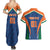 Custom India Cricket Couples Matching Summer Maxi Dress and Hawaiian Shirt The Men In Blue Champions - Wonder Print Shop