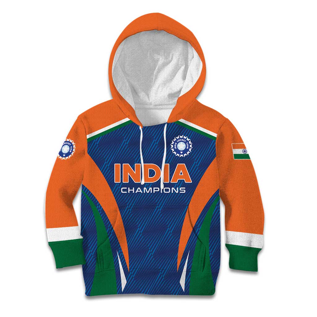 Custom India Cricket Kid Hoodie The Men In Blue Champions - Wonder Print Shop