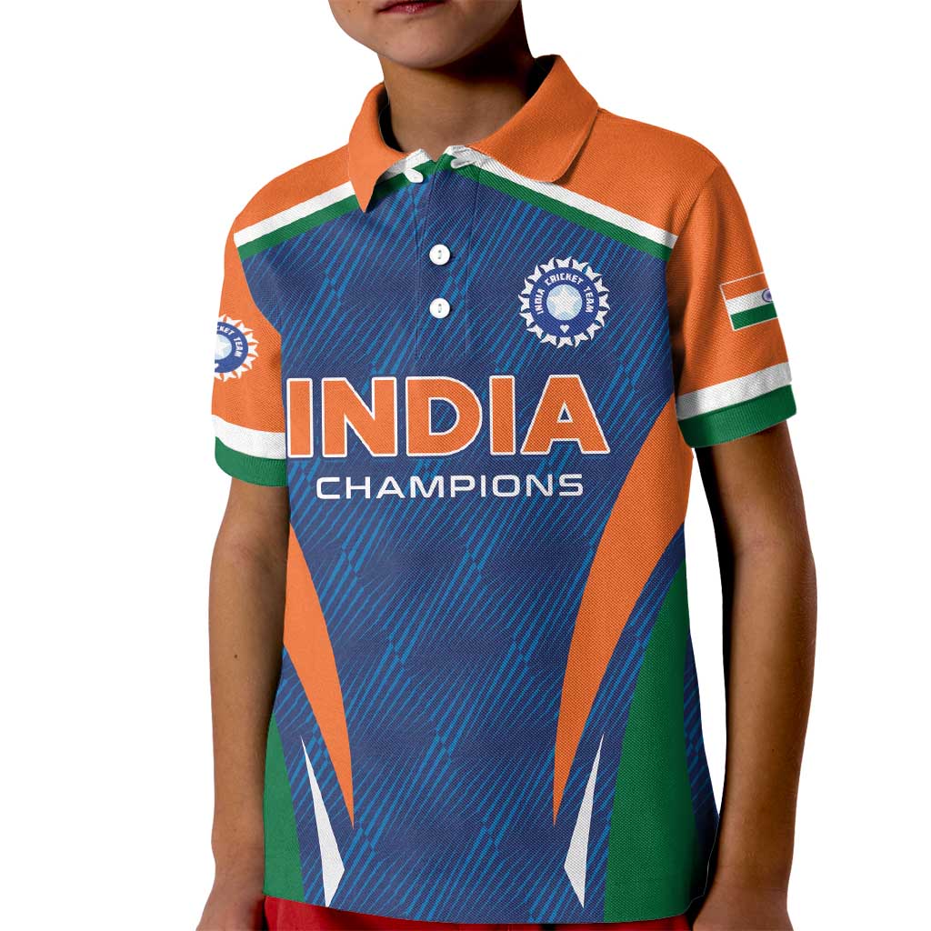 Custom India Cricket Kid Polo Shirt The Men In Blue Champions - Wonder Print Shop