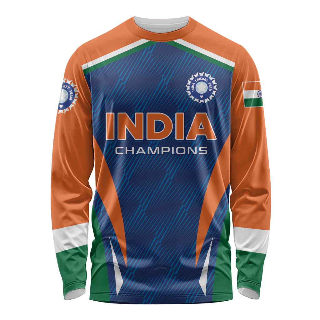 Custom India Cricket Long Sleeve Shirt The Men In Blue Champions - Wonder Print Shop