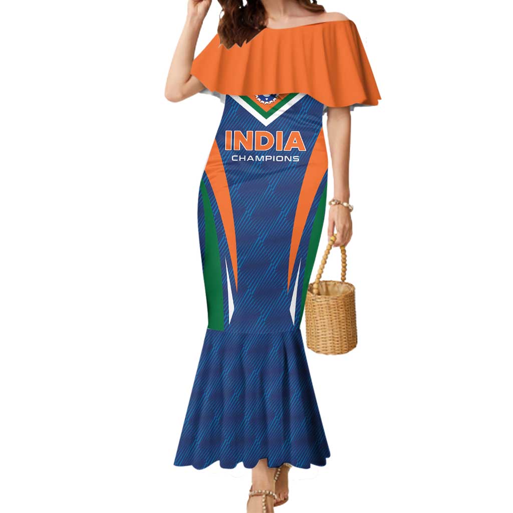 Custom India Cricket Mermaid Dress The Men In Blue Champions - Wonder Print Shop