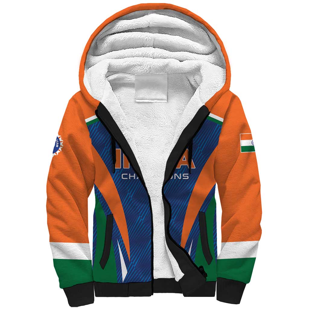 Custom India Cricket Sherpa Hoodie The Men In Blue Champions