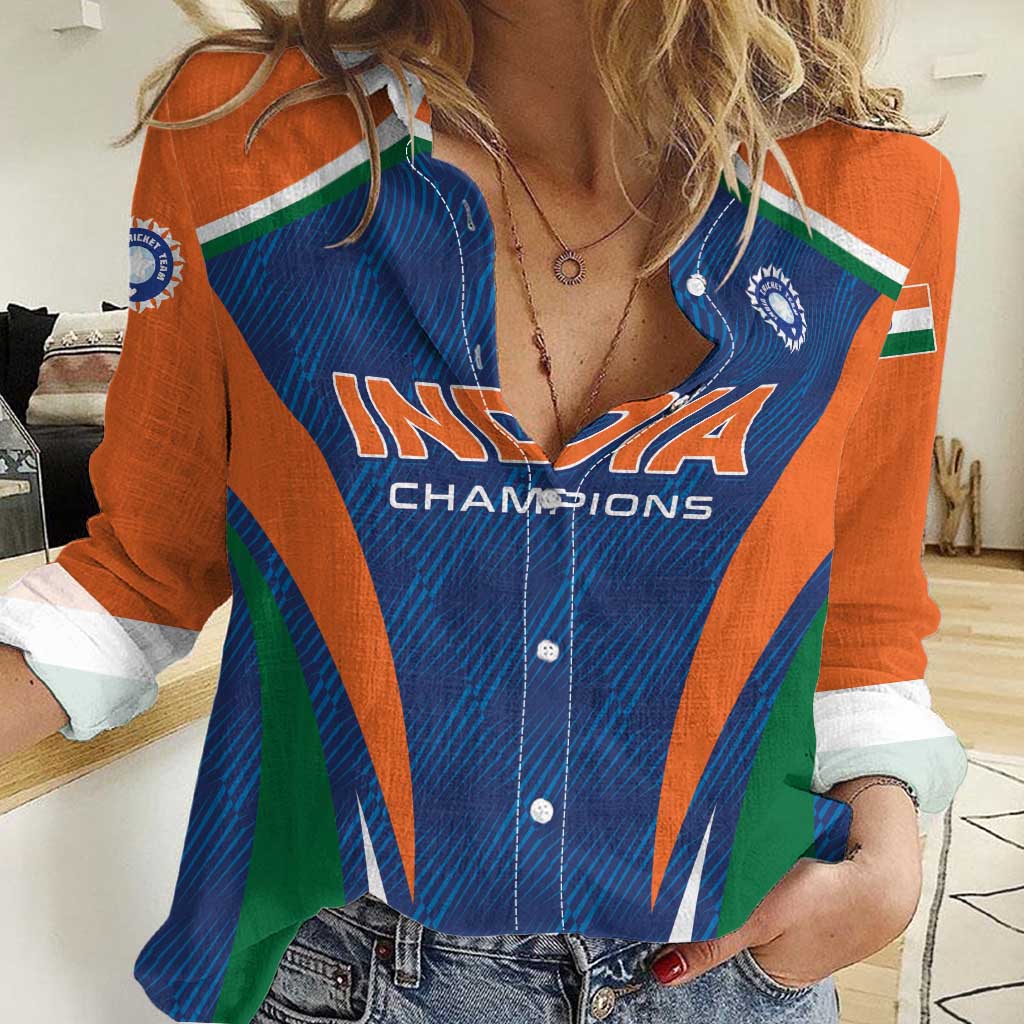 Custom India Cricket Women Casual Shirt The Men In Blue Champions