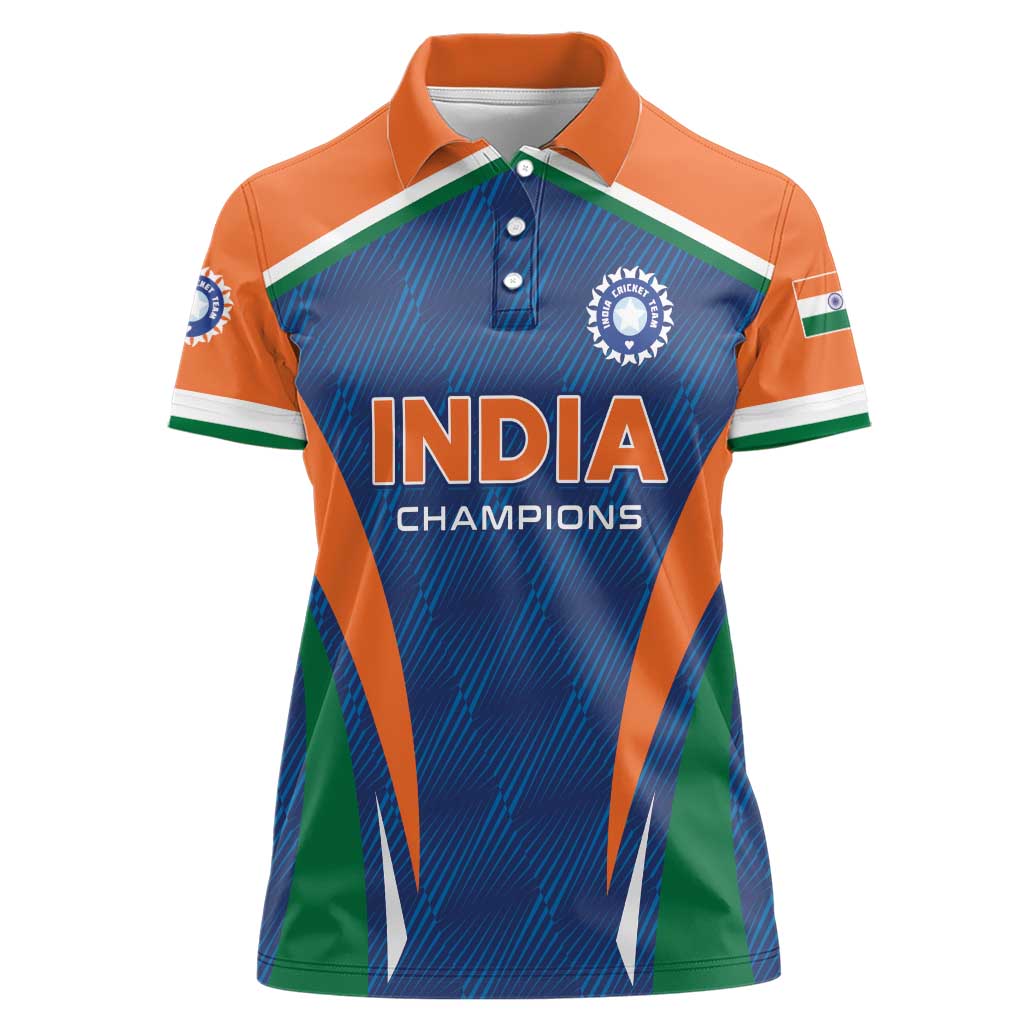 Custom India Cricket Women Polo Shirt The Men In Blue Champions