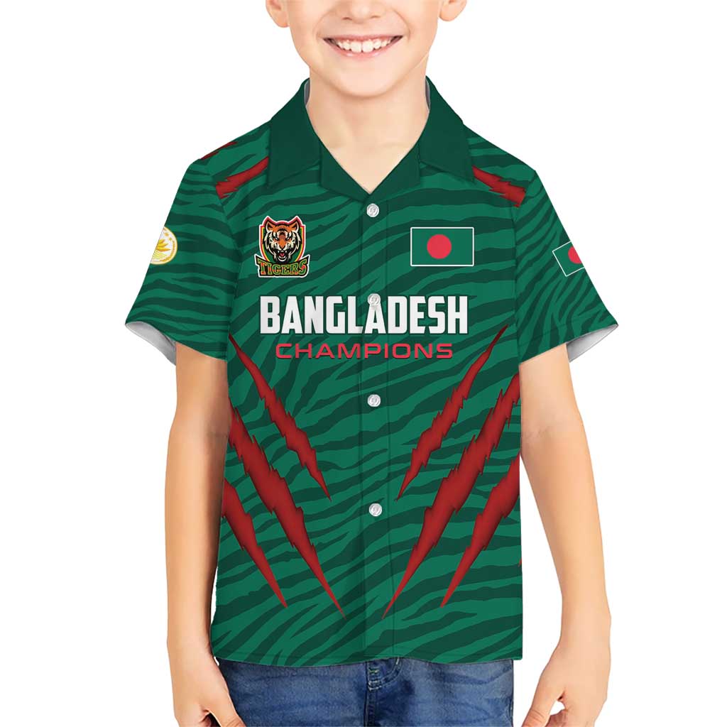 Custom Bangladesh Cricket Kid Hawaiian Shirt The Tigers Go Champions - Wonder Print Shop