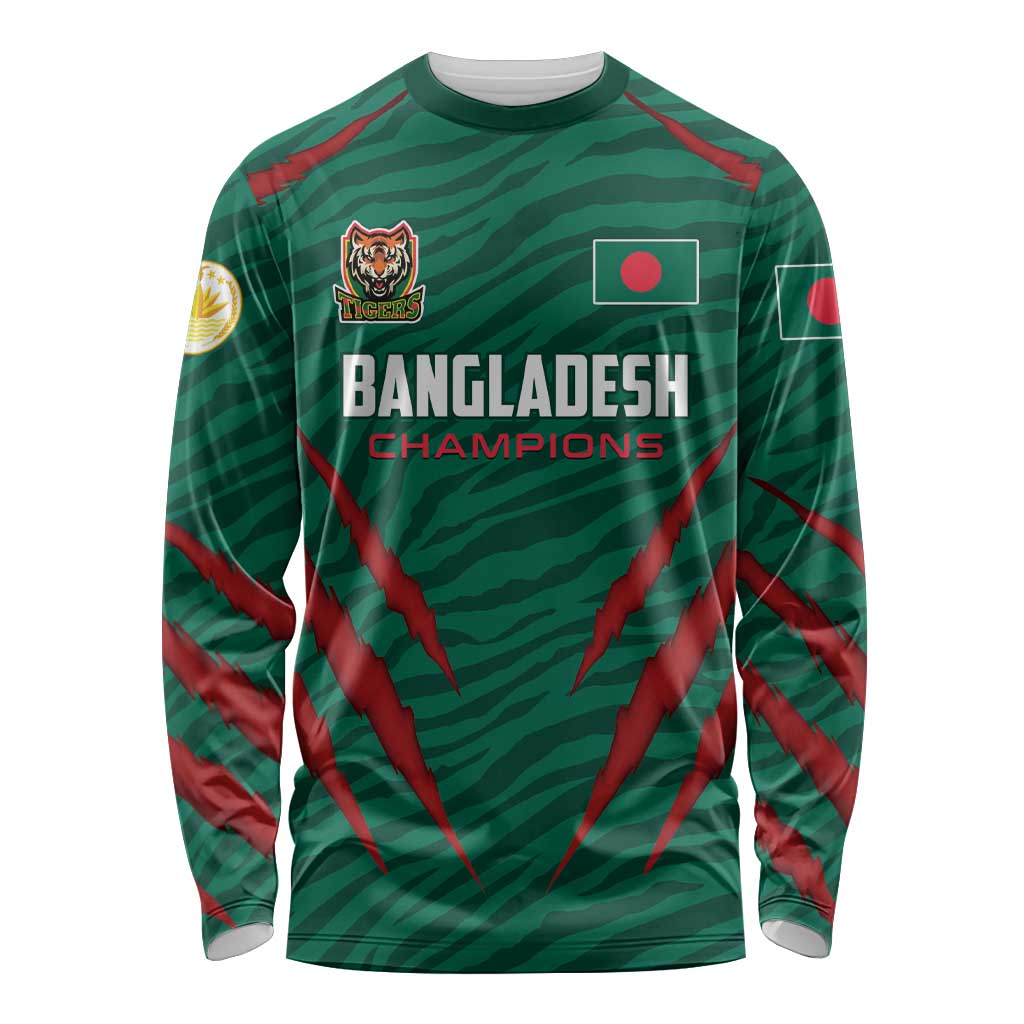 Custom Bangladesh Cricket Long Sleeve Shirt The Tigers Go Champions - Wonder Print Shop