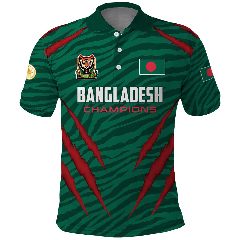 Custom Bangladesh Cricket Polo Shirt The Tigers Go Champions - Wonder Print Shop