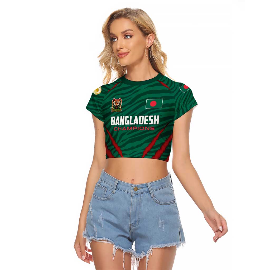 Custom Bangladesh Cricket Raglan Cropped T Shirt The Tigers Go Champions