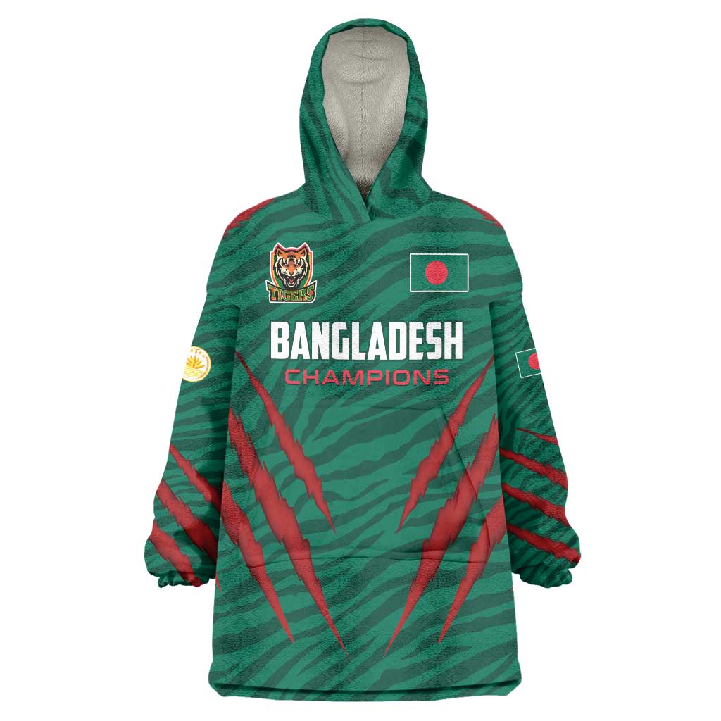 Custom Bangladesh Cricket Wearable Blanket Hoodie The Tigers Go Champions