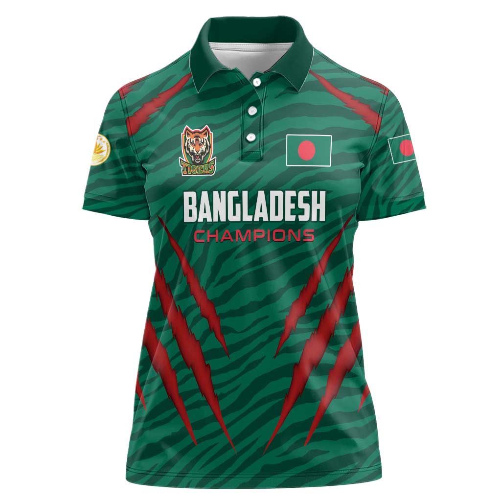 Custom Bangladesh Cricket Women Polo Shirt The Tigers Go Champions