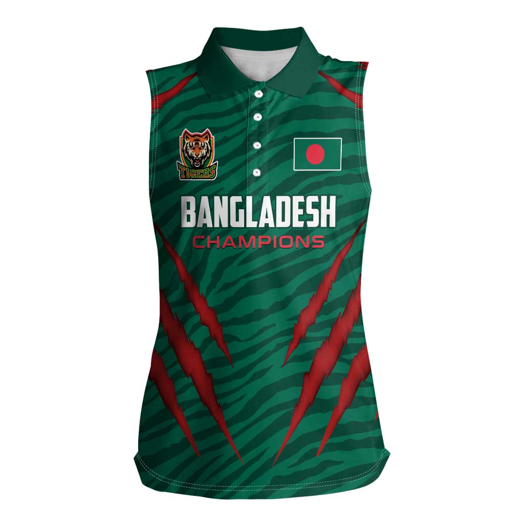 Custom Bangladesh Cricket Women Sleeveless Polo Shirt The Tigers Go Champions