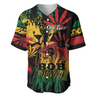 Baseball jersey with V-neck, black trim, reggae graphic 'One Love' and lion