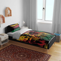 BOB Marley bedding set with black base and red green yellow reggae collage design