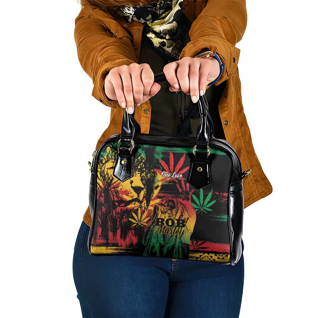 Reggae King Marley One Love Shoulder Handbag Rastafarian Lion Grunge - Wonder Print Shop