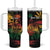 Personalized Reggae King Marley One Love Tumbler With Handle Rastafarian Lion Grunge