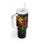 Personalized Reggae King Marley One Love Tumbler With Handle Rastafarian Lion Grunge