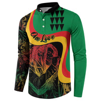 Green button sweatshirt with reggae graphic and 'One Love' front text