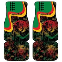 Four car floor mats with reggae lion artwork, green and red with yellow accents