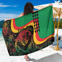 Green reggae sarong with One Love graphic, portrait, and red-yellow accents, wrap