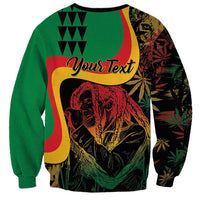 Unisex crewneck sweatshirt with green base and colorful reggae-style portrait print