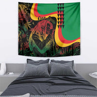 Reggae-style rectangular tapestry featuring a lion portrait, “One Love” text, and green/red/yellow