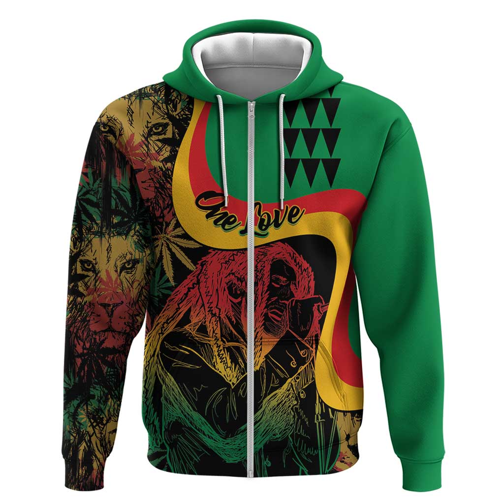 Personalized Legend Reggae Marley Zip Hoodie Kakau Jawaiian - Wonder Print Shop