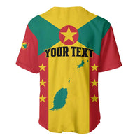 Custom baseball jersey with Grenada flag print, YOUR TEXT, island map and stars