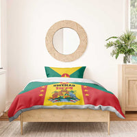 Flag-themed duvet cover and pillowcase(s) in green, yellow, red with stars and GWENAD 1974 crest