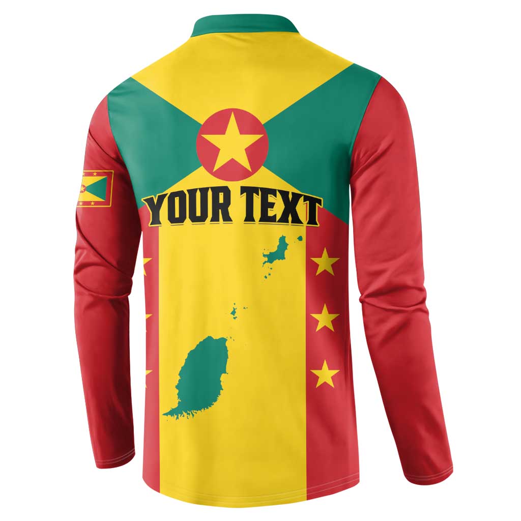 Green, yellow and red button-up sweatshirt with back flag graphic and centered stars