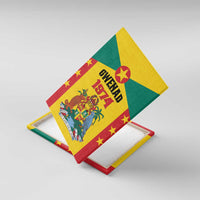 Angled canvas wall art with Grenada flag design, GWENAD 1974 coat of arms and stars