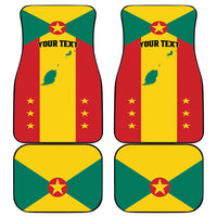 Set of four Grenada flag-style car mats, red/yellow/green star pattern and “YOUR TEXT”