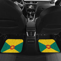 Two Grenada flag-style rear car floor mats, red/yellow/green star pattern with “YOUR TEXT”