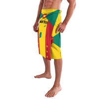 Personalized flag-print shorts with red star and “YOUR TEXT” placeholder