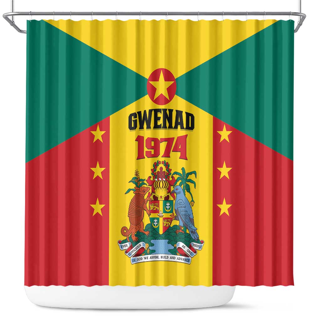 Gwenad Shower Curtain Grenada Coat Of Arms Flag Style - Wonder Print Shop