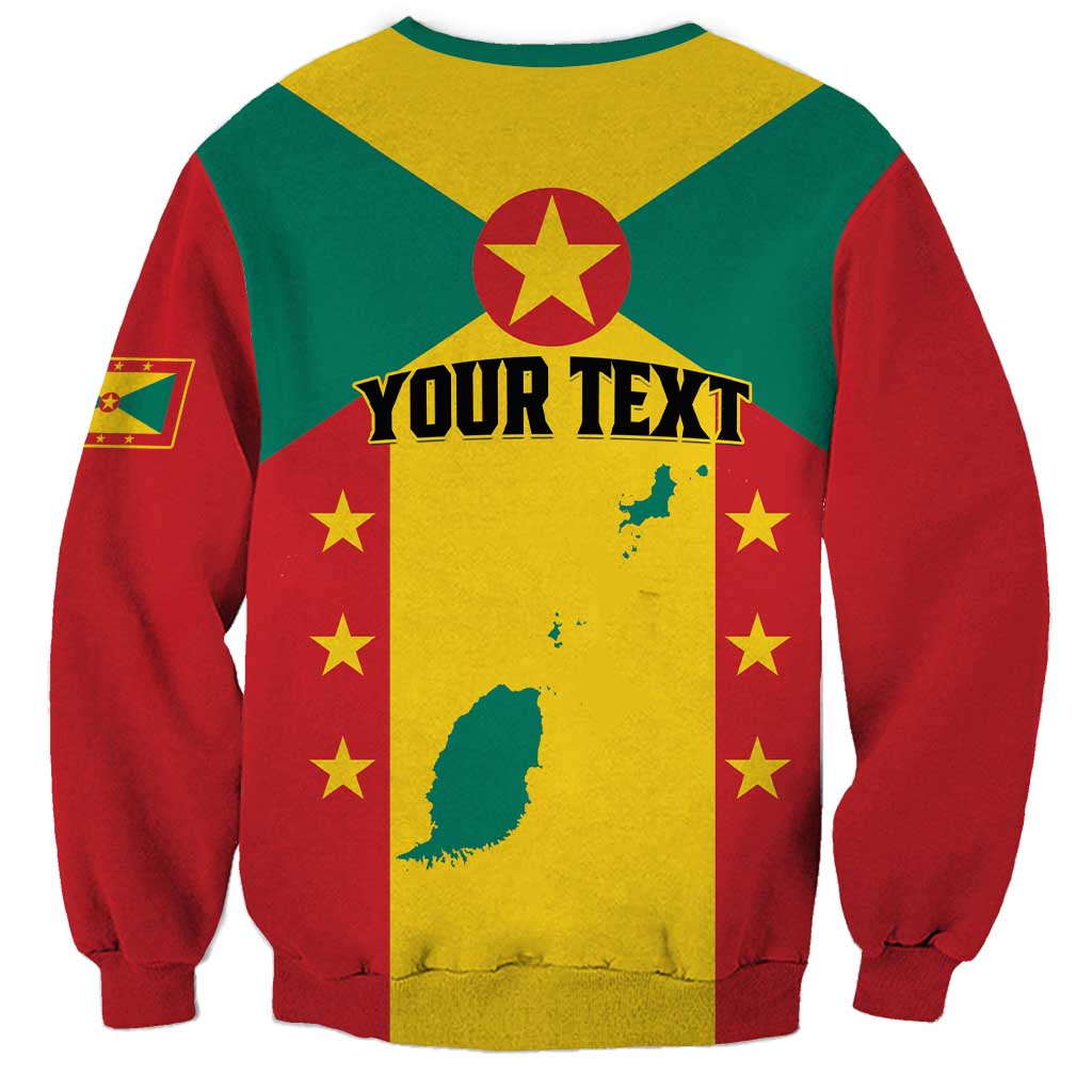 Personalized crewneck sweatshirt with Grenada flag graphic and 'YOUR TEXT' on back