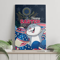 Framed Easter canvas wall art featuring a bunny and multiple star-and-stripe Easter eggs