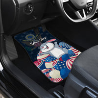 Single back seat car mat featuring patriotic bunny and stars with 'Your Text'